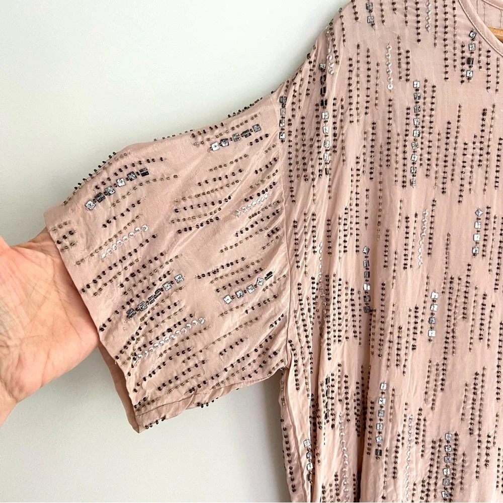 ANTHROPOLOGIE x Velvet Jonelle Beaded Sequins Viscose Boho Top Blouse Sz M NWT - Picture 4 of 14